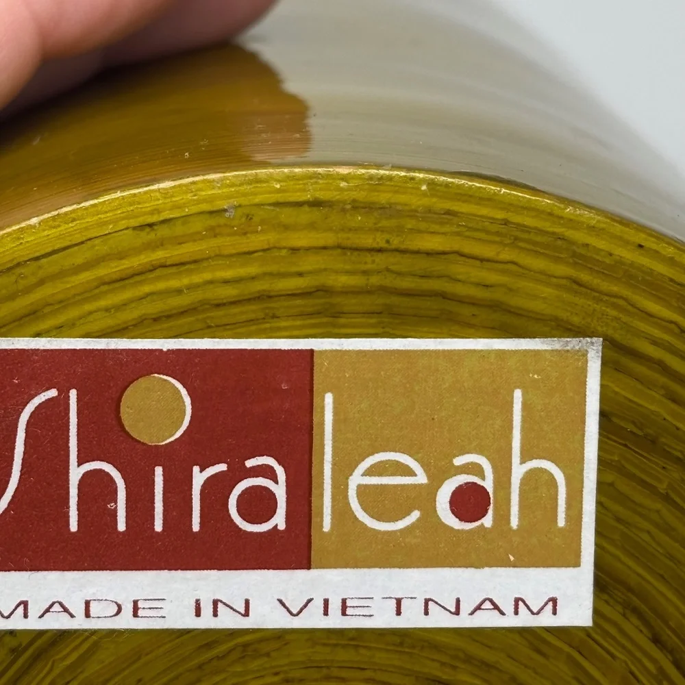 Shira Leah Large Cyliner Vase Bamboo Mustard Yellow Dried Silk Flowers Vietnam